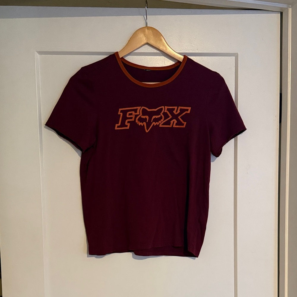 Fox Burgundy Tee with Bold Orange Logo